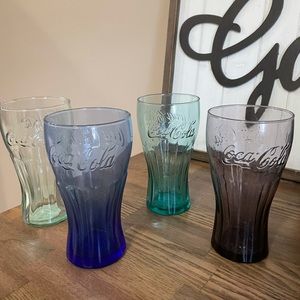 Coca Cola Vintage Fountain Glasses- Set of 4 in Vivid Colors